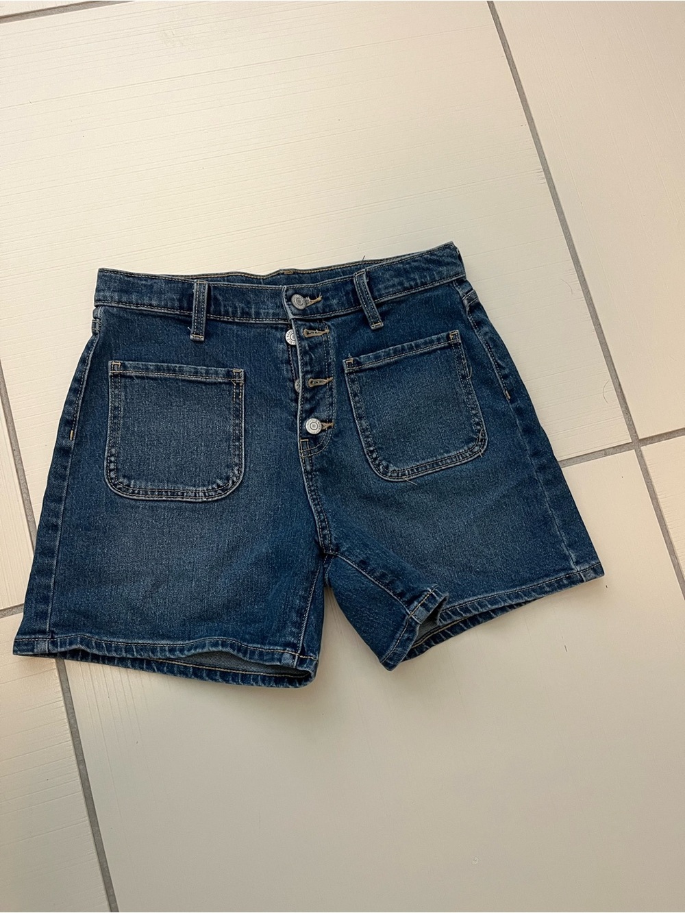 Old Navy Dark Blue Denim Button-Front Women's Shorts